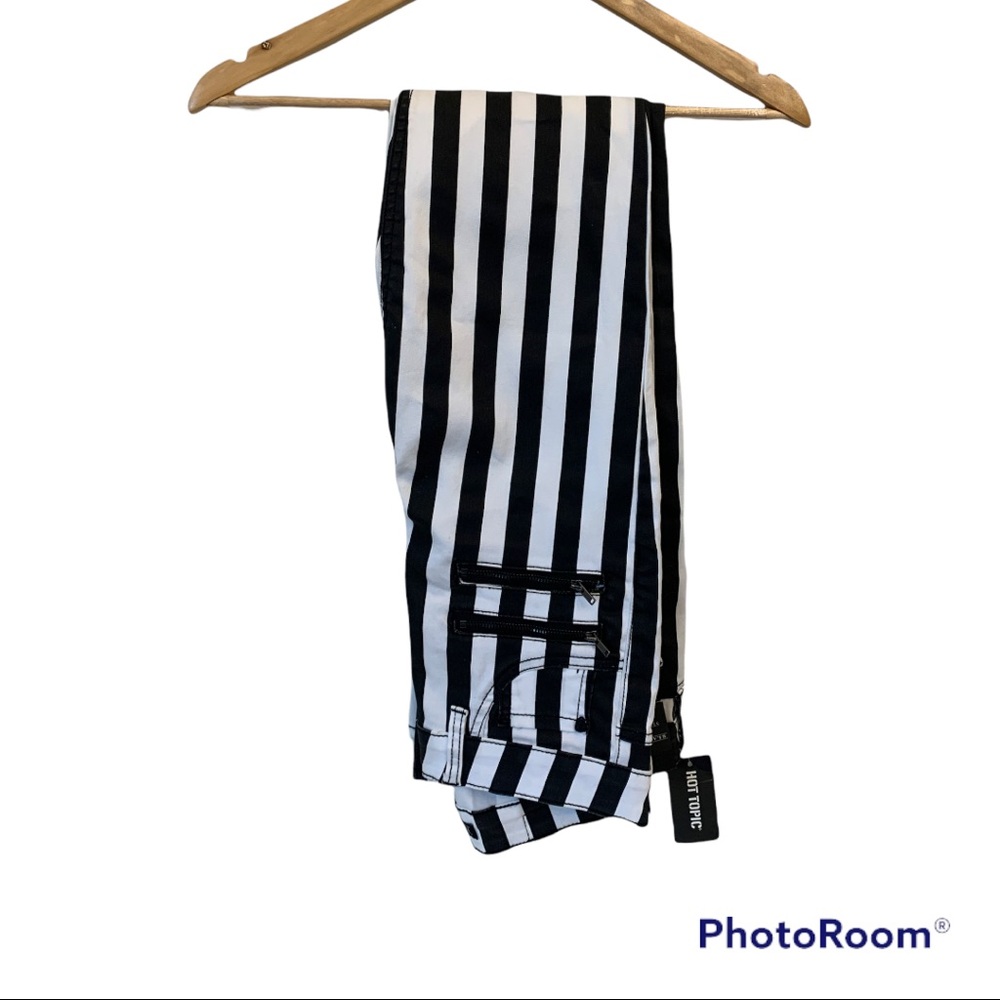 New! Hot Topic Blackheart Stingerette striped pants - Picture 2 of 8